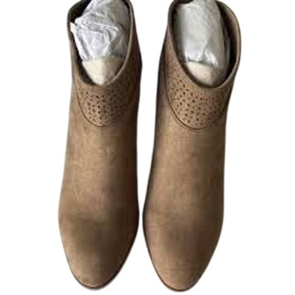 Light Brown Jackson Lazer Cut Ankle Bootie by Violet & Red - Picture 3 of 3